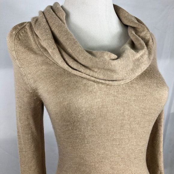 BCBGIRLS Tan Cowlneck Bodycon Sweater Dress - Picture 4 of 6